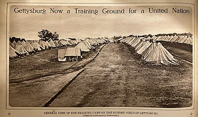 #ad Old Vintage Print 1917 WW1 Historic Gettysburg Battle Field Training Ground 🇺🇸