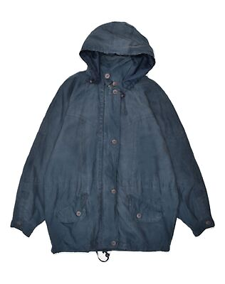 #ad BRUGI Womens Hooded Overcoat IT 44 Medium Navy Blue EX09