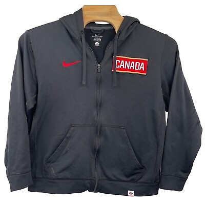 #ad Nike Men#x27;s Hoodie full zip Canada XL Black Solid 100% Polyester Therma Fit