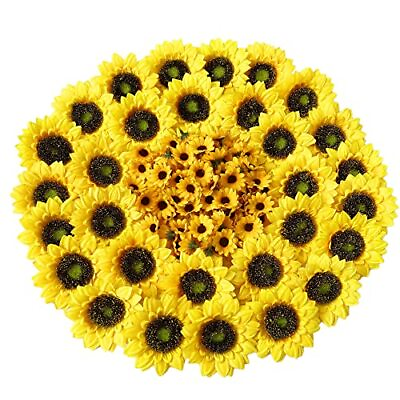 #ad 130pcs Artificial Sunflower Heads 3.5#x27;#x27; 1.5#x27;#x27; Yellow Sunflower Floral Decor f...