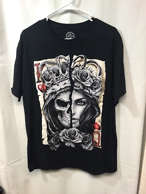 #ad DOM Skull Lady Black Large Cotton T Shirt T11