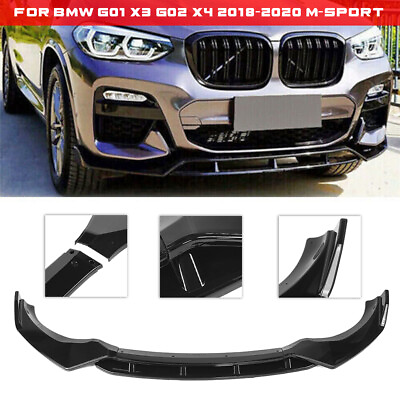 #ad Glossy Black Front Bumper Lip Body Kit Spoiler for BMW X3 X4 2018 2021 M Sport