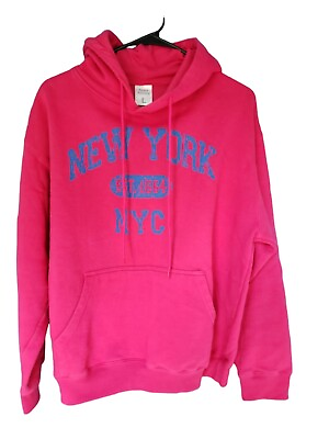 #ad Torkia Apparel Women#x27;s L Pink Pullover Hoodie quot;New Yorkquot; Front Pockets : New