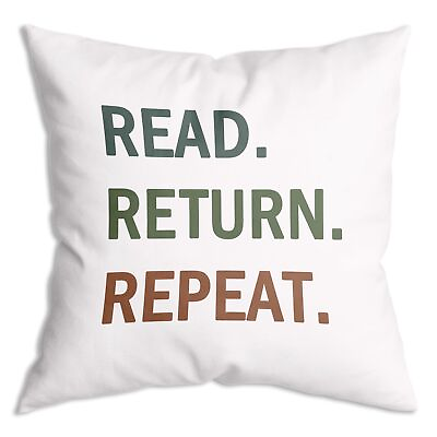 #ad Read Return Repeat Reading Book Throw Pillow Covers 18x18 inch Librarian Gift...