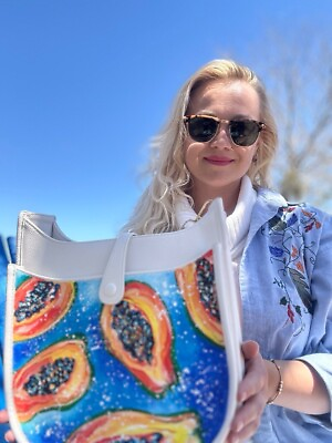 #ad Women bag summer white purse crossbody bag custom hand made painted bag