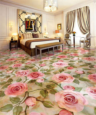 #ad Sweet Peony flower 3D Floor Mural Photo Flooring Wallpaper Home Print Decoration