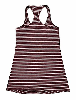 #ad Lululemon Cool Racerback Tank Top Womens Size 4 Burgundy Red Striped