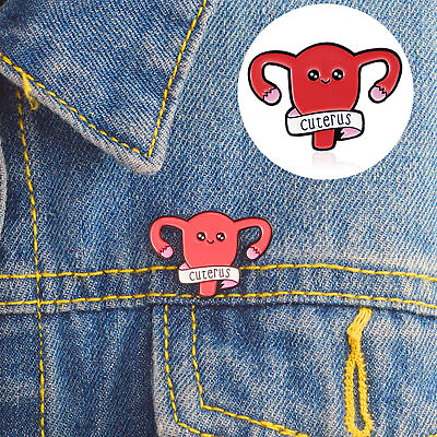 #ad Brooch Pin Cute Cartoon Anti rust Uterus Shape Enamel Pin Badge Brooch Portable