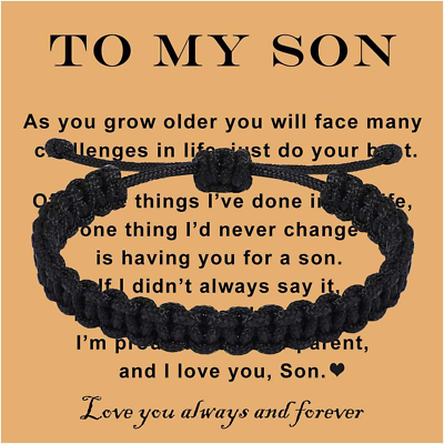 #ad To My Son Bracelet From Mom Dad Grandson Braided Bracelet Birthday Gift Handmade
