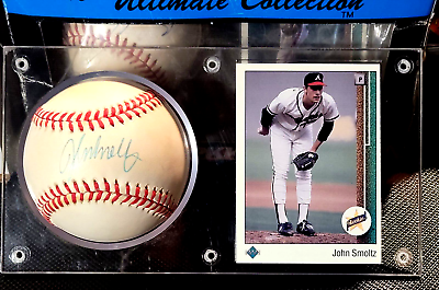 #ad John Smoltz signed MLB Baseball Atlanta Braves Champion HOF Cy and 1989 UD RC
