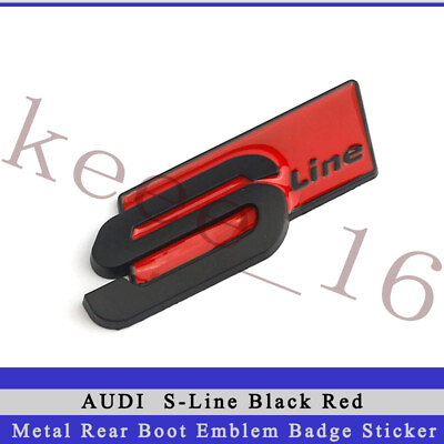 #ad S Line Black Red Rear Boot Emblem Badge Sticker for Audi A3 A4 A5 A6 Q3 Q5 Q7