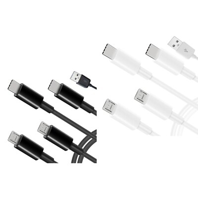 #ad 4 Way USB to Type C Micro Charging Cable Portable 1 in 4 Out Multi port Cord