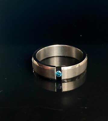 #ad Titan Ring Mit Echten Blauen Diamanten 008 Karat