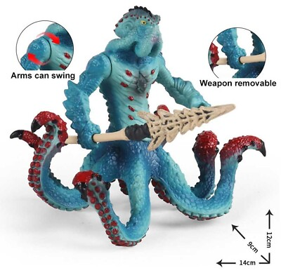 #ad Ocean Monster Warrior Statue Model PVC Ice Demon Man Toys Crab Octopus Ornament.