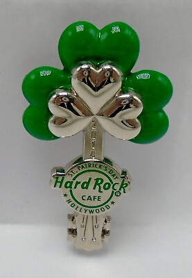 #ad Hard Rock Cafe Pin St. Patrick#x27;s Day Hollywood Shamrock Guitar LE