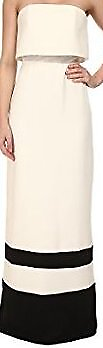 #ad ABS Allen Schwartz Women#x27;s Strapless Gown w Stripe Hem Cream Size 8
