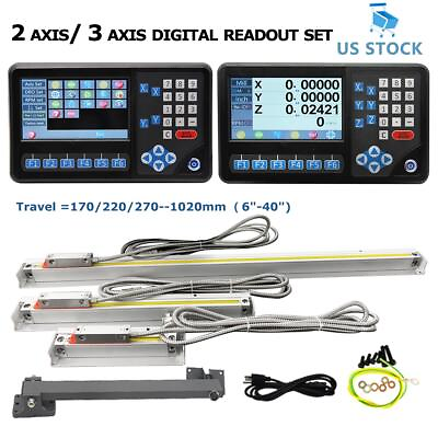 #ad Digital Linear Glass Scale 2 Axis 3 Axis Readout DRO KIT CNC Milling Machine