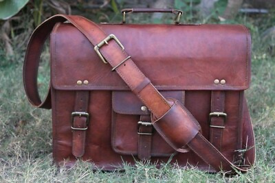 Women#x27;s LARGE Satchel Bag Real Brown Leather Messenger Briefcase Shoulder Laptop $54.29