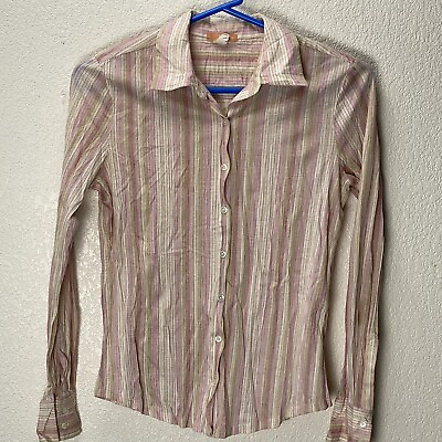 #ad J Crew Womens Button Up Long Sleeve Striped Cotton Shirt Size XS Business Casual