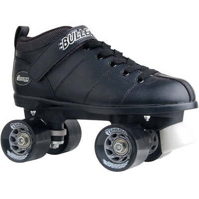 #ad Men#x27;s Bullet Speed Skates Black Classic Quad Roller Skate Size 8