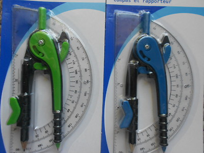 #ad 2 Sets of #x27;Compass and Protractor#x27; Each Set with 1 Compass amp; 1 Protractor