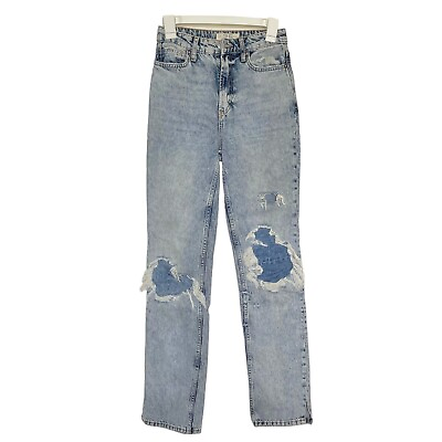 #ad We The Free Womens Jeans Size 25 Distressed Destroyed Denim High Waist Indigo