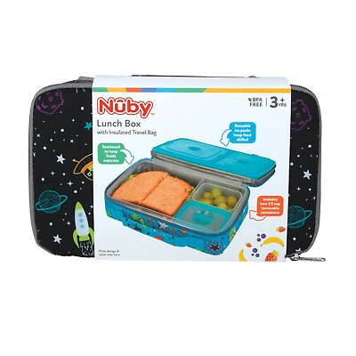 #ad Nuby Galactic Insulated Bento Lunch Box with Reusable Ice Pack On the Go Fun
