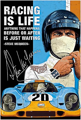 #ad Vintage Racing Travel Poster Steve McQueen Racing Auto Posters