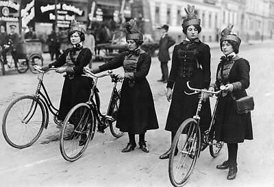 #ad Germany Berlin messenger girls in uniform with their bikes 1910 Old Photo