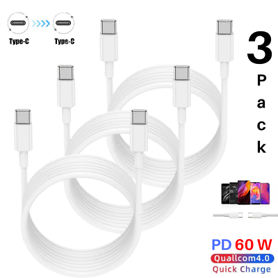 #ad 3 Pack PD 60W USB C to USB C Cable Type C Charger Cord Fast Charging For Samsung