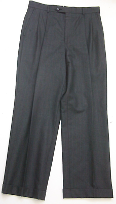 #ad Unbranded Gray Men#x27;s Dress Suit Pants 32quot; Waist X 29quot; Inseam Wool Striped AA41