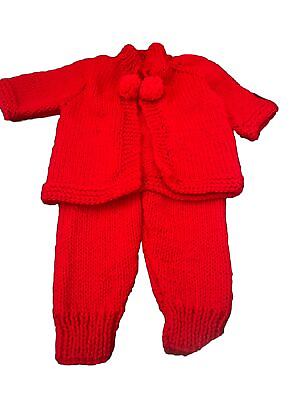 #ad WOOL Handmade Knitted Baby Girl Jacket And Pants