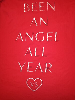 #ad VICTORIAS SECRET VS M Red Shiny Angel All Year Cotton Night Tee Sleep Shirt PJ
