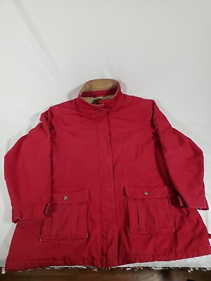 #ad Woolrich Jacket Womens 2X Red Lined Canvas Chore Barn USA VTG Ships Free