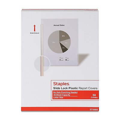#ad Staples Slide Locking Report Cover Letter Size Clear 50 Box 10505 CC