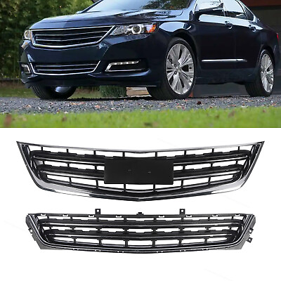 #ad 2Pcs Grille Front Upper and Lower Chrome Fit For 2014 to 2020 Chevrolet Impala