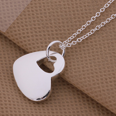 #ad New cute nice love Silver charm trend Heart Pretty women classic Necklace P148