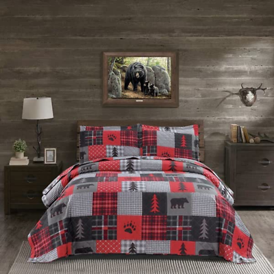 #ad King Size Quilt Set Rustic Quilt Bedding King Quilt Bed Spread Coverlet Plaid Qu