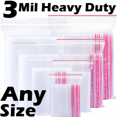 #ad 100 Clear Heavy Duty Reclosable Zipper Bags Zip Large Small Plastic Lock Clothes