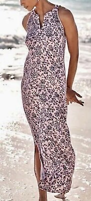 #ad J. Jill Sleeveless Island Breeze Blush Blue Floral Maxi Dress Plus 3X NWOT