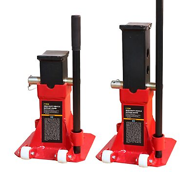 #ad Torin 7 Ton 14000 lb Heavy Duty Jack Stands Pin Style Jack Stand 2 Casters Red