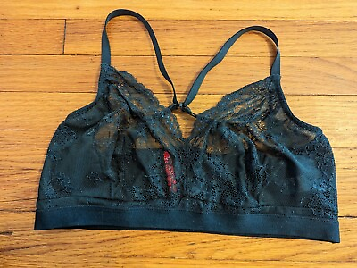 #ad Spanx Emerald Green Lace Bralette Lingerie Women#x27;s XL Sexy Crossover