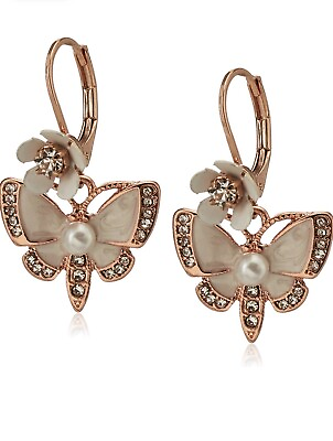 #ad Butterfly Drop Earrings Pearl Accent