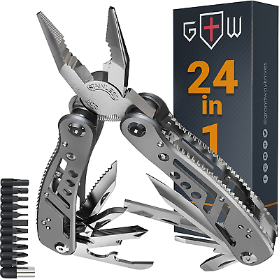 #ad Multitool 24 In1 Mini Tools Knife Pliers 11 Bits Multi Tool All in One St.Steel