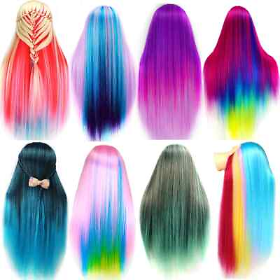#ad Mannequin Head With Colorful Hair For Braiding Styling Training Hairdressing