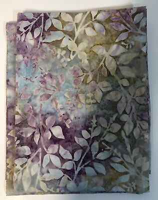#ad Purple Floral Print Batik Quilt Crafting Fabric 1 Yard