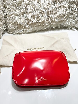 #ad GIORGIO ARMANI La Prima leather Clutch red tote shoulder strap $1595