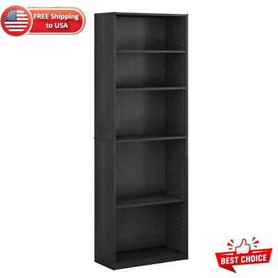 #ad Home 5 Shelf Bookcase Wood Storage Shelving Unit Bookshelf for Living Room Black