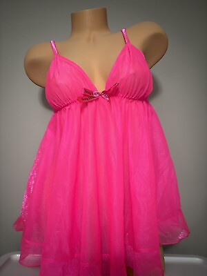 #ad Victoria’s Secret Sexy Little Things Hot Pink Babydoll Lingerie Size Medium