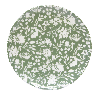 #ad Set 6 222 Fifth Melamine 11quot; Dinner Plates Floral Green amp; White NEW